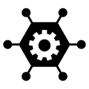 Management Skills Gear Network Black Filled icon
