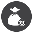 Money Bag Coin Black Filled icon