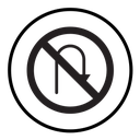 No U turn sign Black Filled icon