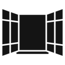Open Casement Window Black Filled icon