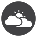 Overlapping Cloud Sun Black Filled icon