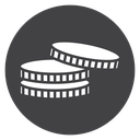 Overlapping Coin Stacks Black Filled icon