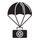 Parachute with first aid kit icon