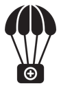 Parachute with first aid kit icon