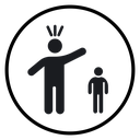 Parents scolding child Black Filled icon