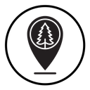 Park, forest location map icon