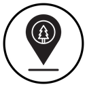 Park, forest location map icon