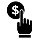 Pay Per Click Hand Dollar Black Filled icon