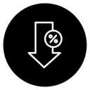 Percent down 3 icon