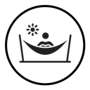 Person relaxing on hammock icon