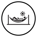 Person relaxing on hammock icon