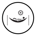 Person relaxing on hammock icon