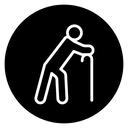 Person walking with cane icon