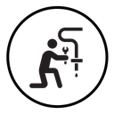 Plumber repairing pipe icon