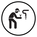 Plumber repairing pipe icon