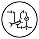 Plumber repairing pipe icon