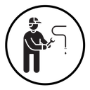 Plumber repairing pipe icon