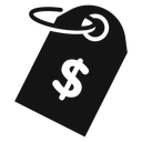 Price Tag Dollar Sign Black Filled icon