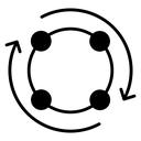 Procedure Rotating Cycle Nodes Black Filled icon