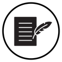 Quill pen and notebook page icon