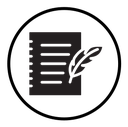 Quill pen and notebook page icon