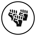 Raised fists Black Filled icon