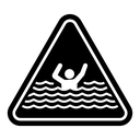 Risk of drowning warning sign icon