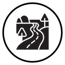 Road on landscape Black Filled icon