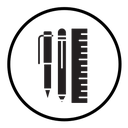 Ruler, pencil and pen icon