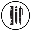 Ruler, pencil and pen icon