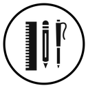 Ruler, pencil and pen icon