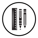 Ruler, pencil and pen icon