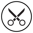 Scissors cutting icon