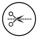 Scissors with cut lines icon
