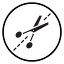 Scissors with cut lines icon