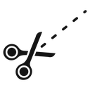 Scissors with cut lines icon