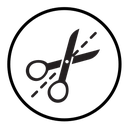 Scissors with cut lines icon