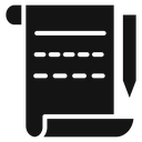 Script Scroll Pencil Black Filled icon