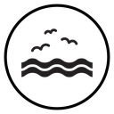 Sea with seagull icon