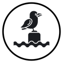Sea with seagull icon