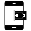Send money smartphone Black Filled icon