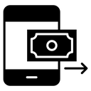 Send money smartphone Black Filled icon