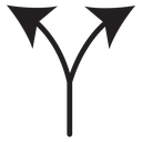 Separating arrow in two part icon