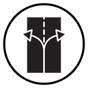 Separating arrow in two part icon