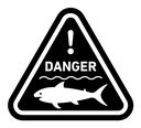 Shark warning sign Black Filled icon
