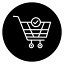 Shopping cart and check mark icon