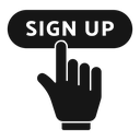 Sign up button with hand icon