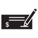 Signing cheque icon