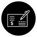 Signing cheque icon