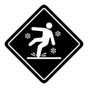 Slippery ice sign icon